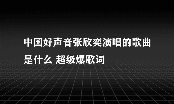 中国好声音张欣奕演唱的歌曲是什么 超级爆歌词