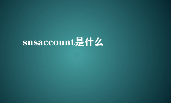 snsaccount是什么