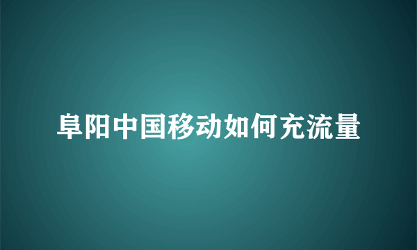 阜阳中国移动如何充流量