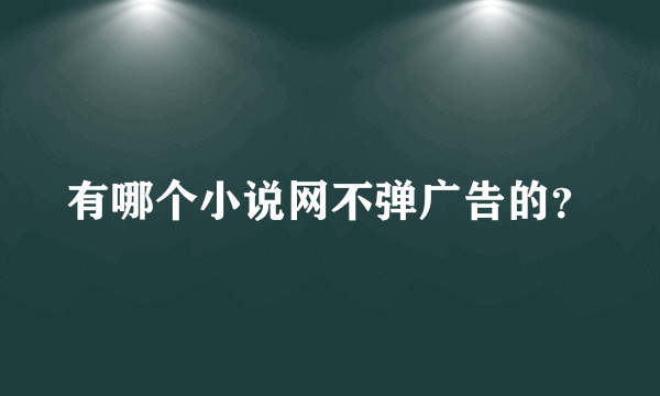 有哪个小说网不弹广告的？