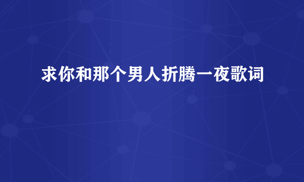 求你和那个男人折腾一夜歌词