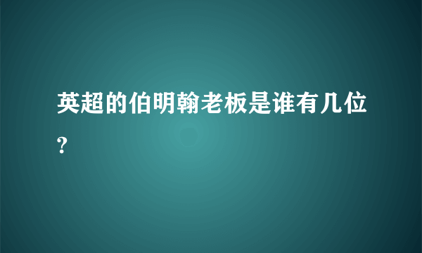 英超的伯明翰老板是谁有几位?