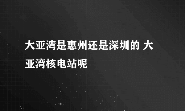 大亚湾是惠州还是深圳的 大亚湾核电站呢