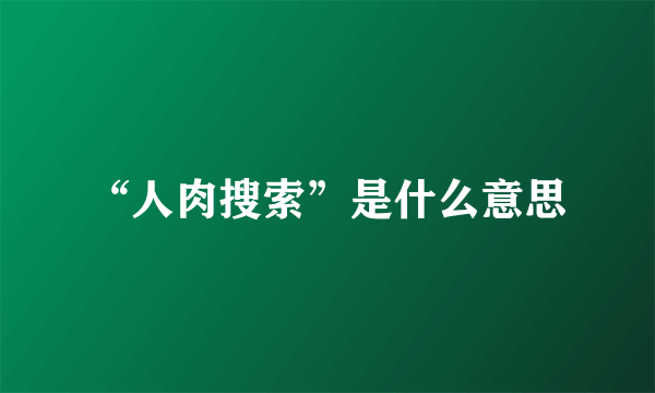 “人肉搜索”是什么意思