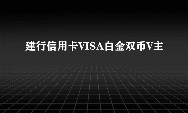 建行信用卡VISA白金双币V主