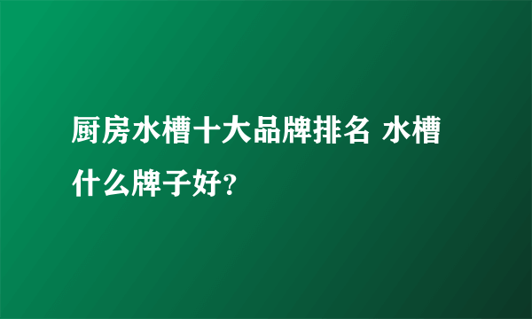 厨房水槽十大品牌排名 水槽什么牌子好？