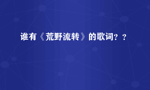 谁有《荒野流转》的歌词？？