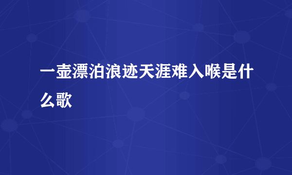 一壶漂泊浪迹天涯难入喉是什么歌