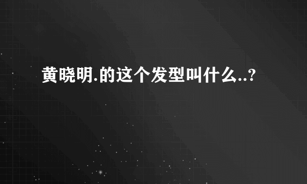 黄晓明.的这个发型叫什么..?