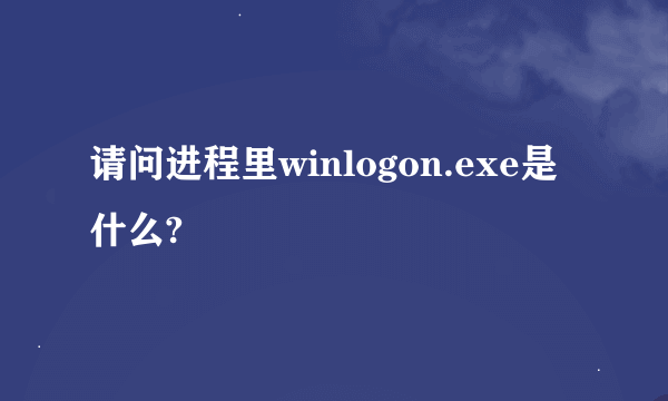 请问进程里winlogon.exe是什么?