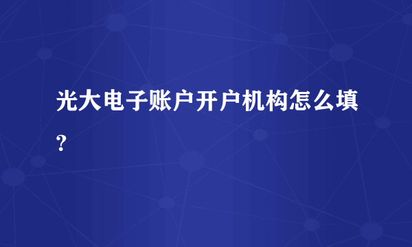 光大电子账户开户机构怎么填？