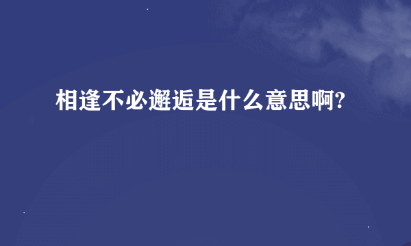 相逢不必邂逅是什么意思啊?