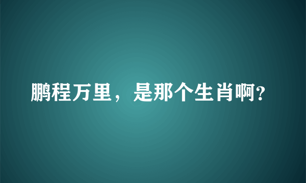 鹏程万里，是那个生肖啊？