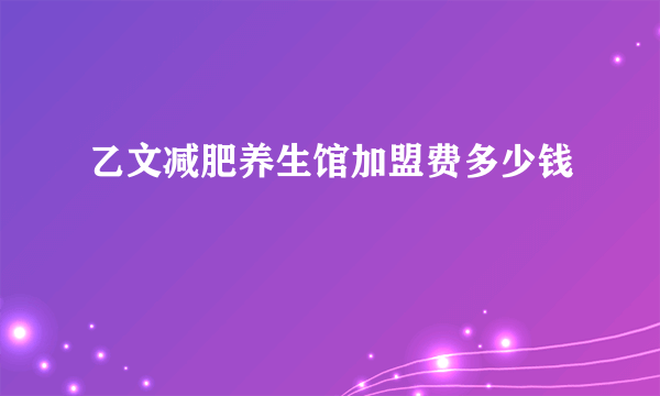 乙文减肥养生馆加盟费多少钱