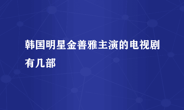 韩国明星金善雅主演的电视剧有几部