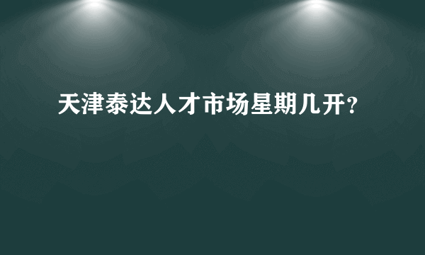 天津泰达人才市场星期几开？