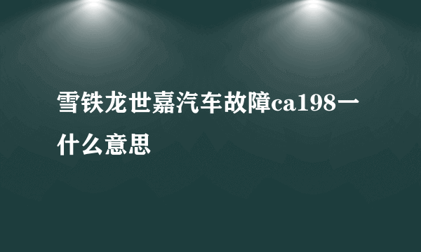 雪铁龙世嘉汽车故障ca198一什么意思