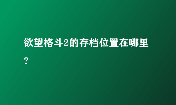 欲望格斗2的存档位置在哪里？