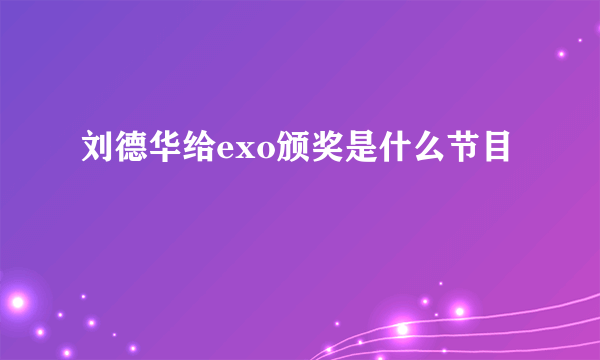 刘德华给exo颁奖是什么节目