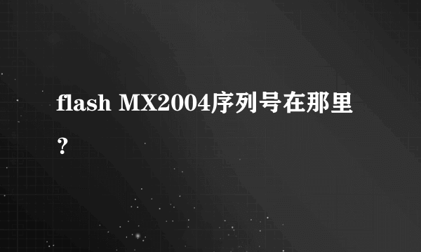 flash MX2004序列号在那里？