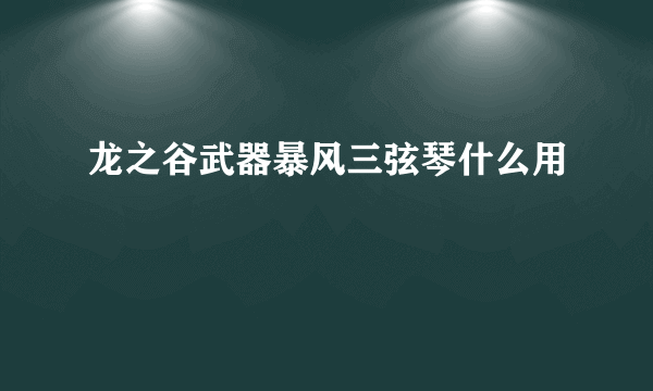 龙之谷武器暴风三弦琴什么用