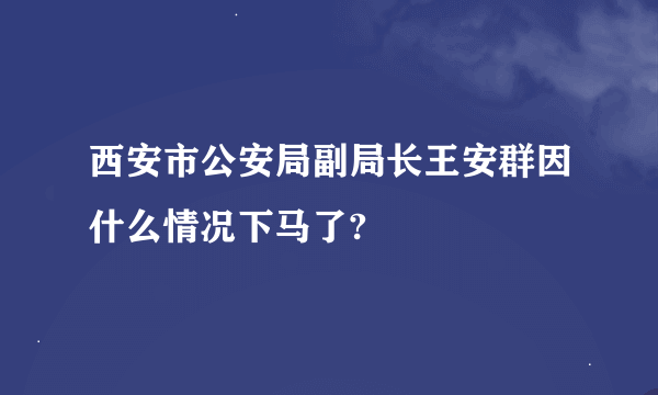 西安市公安局副局长王安群因什么情况下马了?