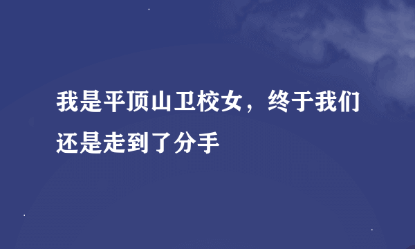 我是平顶山卫校女，终于我们还是走到了分手