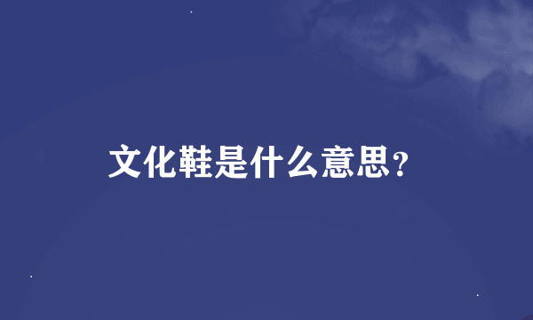 文化鞋是什么意思？