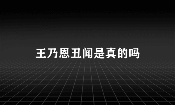 王乃恩丑闻是真的吗