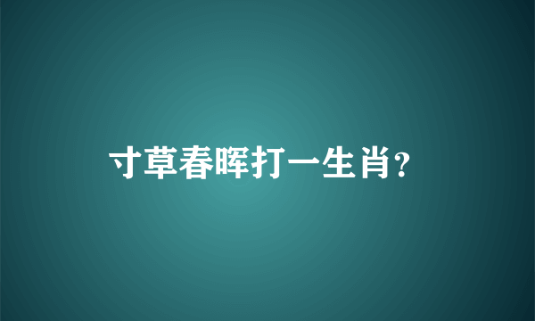 寸草春晖打一生肖？