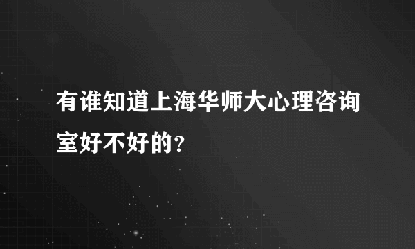 有谁知道上海华师大心理咨询室好不好的？