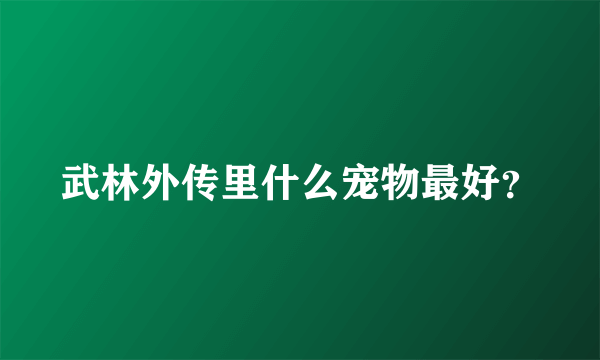 武林外传里什么宠物最好？