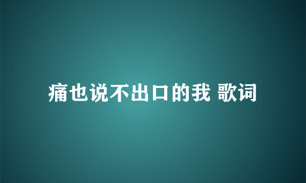 痛也说不出口的我 歌词