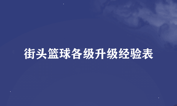 街头篮球各级升级经验表