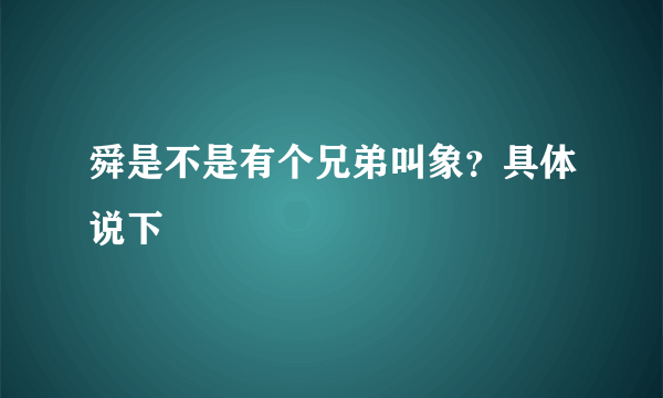 舜是不是有个兄弟叫象？具体说下