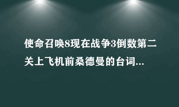 使命召唤8现在战争3倒数第二关上飞机前桑德曼的台词（英文加翻译）