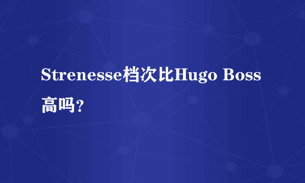 Strenesse档次比Hugo Boss高吗？