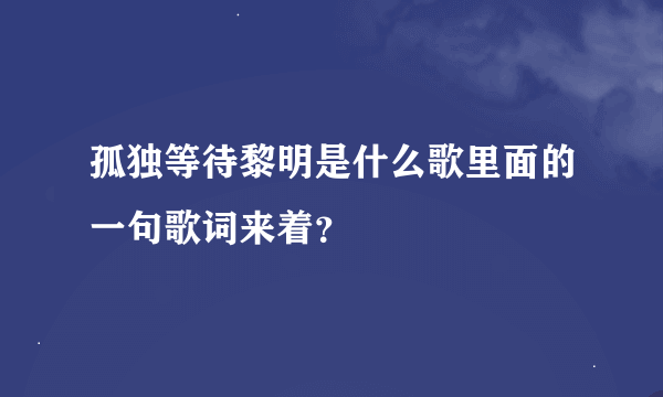 孤独等待黎明是什么歌里面的一句歌词来着？