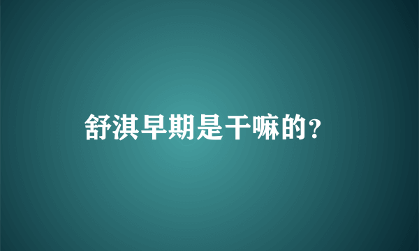 舒淇早期是干嘛的？