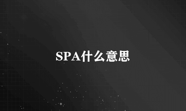 SPA什么意思