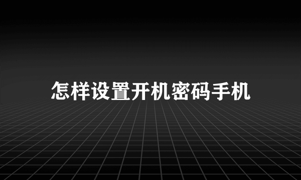 怎样设置开机密码手机