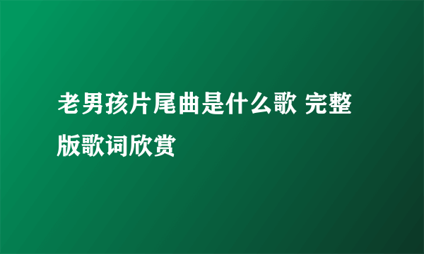 老男孩片尾曲是什么歌 完整版歌词欣赏