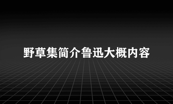 野草集简介鲁迅大概内容