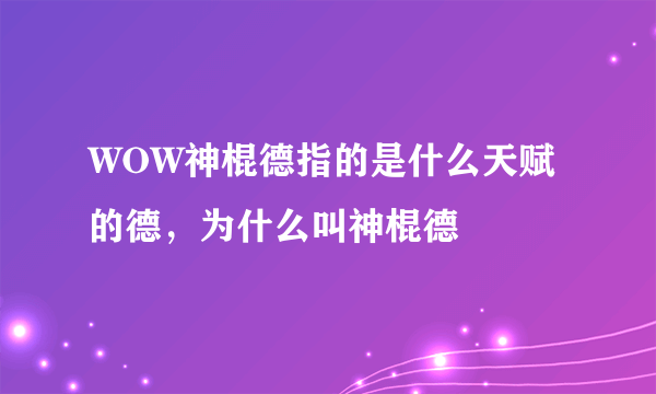 WOW神棍德指的是什么天赋的德，为什么叫神棍德