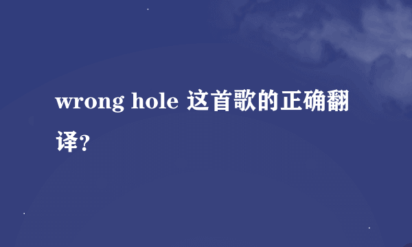 wrong hole 这首歌的正确翻译？