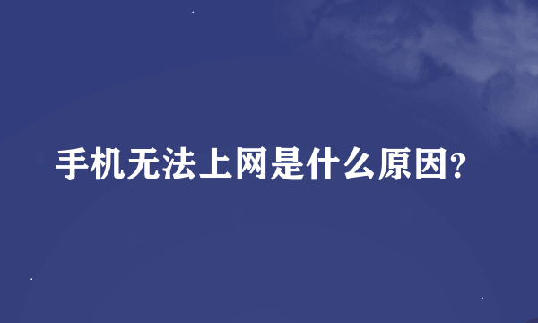 手机无法上网是什么原因？