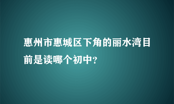 惠州市惠城区下角的丽水湾目前是读哪个初中？