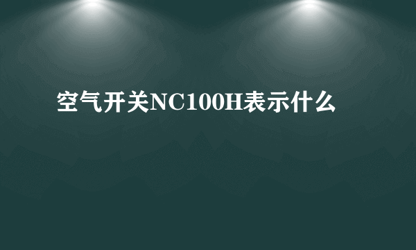 空气开关NC100H表示什么