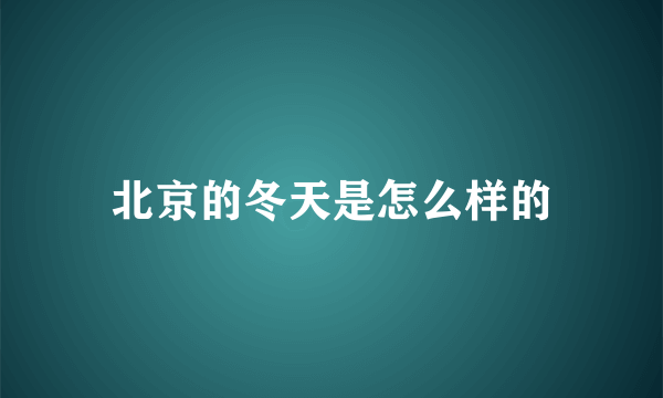 北京的冬天是怎么样的