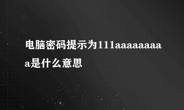 电脑密码提示为111aaaaaaaaa是什么意思